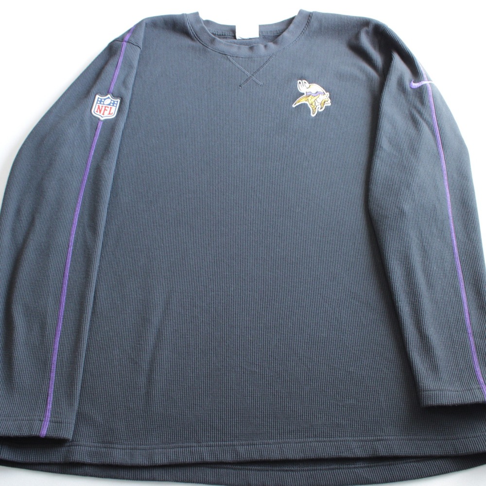 Nike NFL Minnesota Vikings Long Sleeve Thermal Shirt Mens XL Waffle Knit Grey